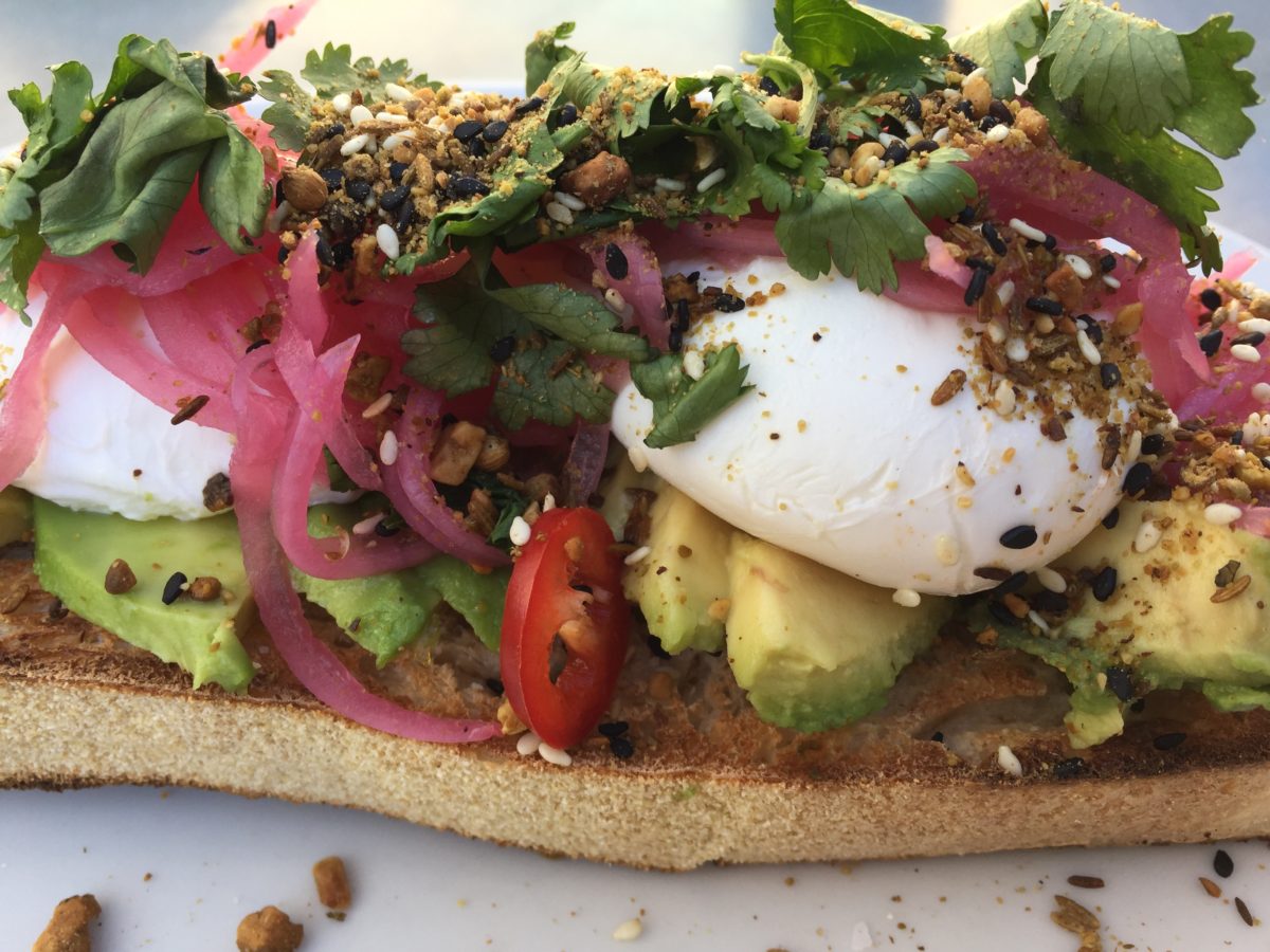 avocado toasts with poached eggs