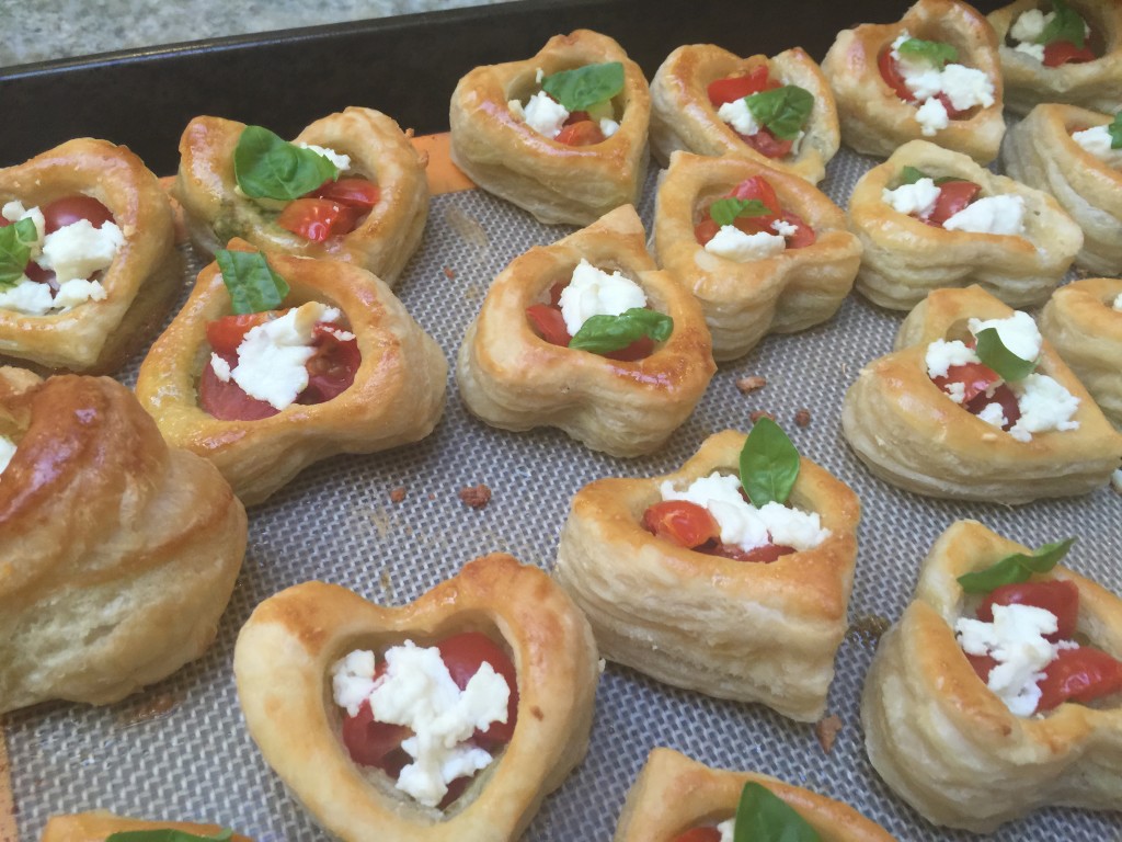 pesto, tomato and goat cheese hearts