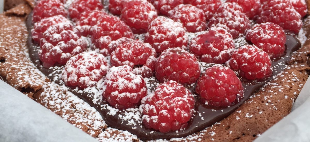 Where is the Love? Heart Shaped Chocolate Almond Cake with Chocolate Ganache and Raspberries