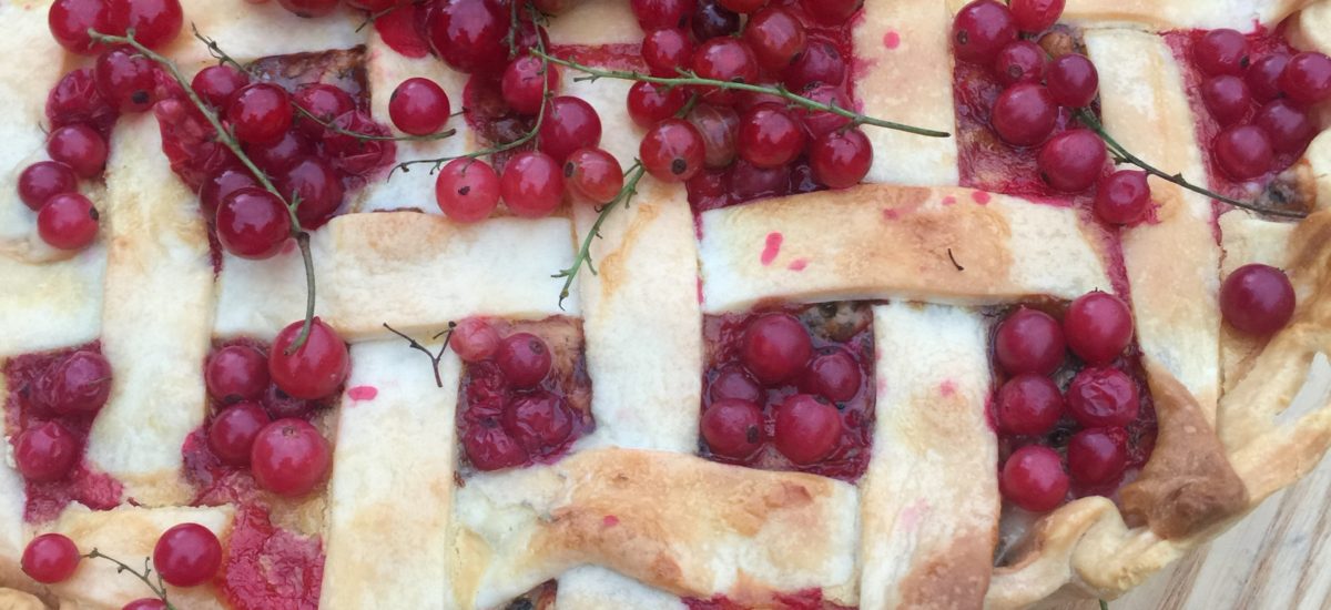 Walnut, Celery and Danish Blue Cheese Quiche with foraged Redcurrents