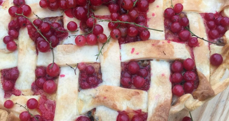 Walnut, Celery and Danish Blue Cheese Quiche with foraged Redcurrents