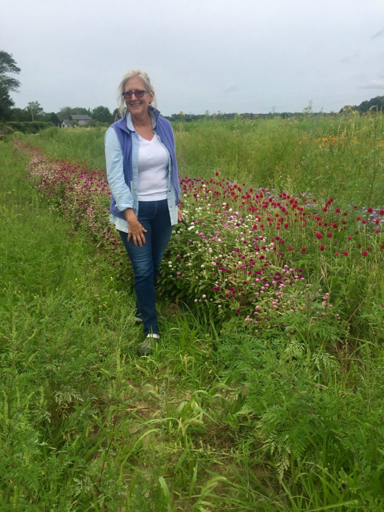 Denise with Cutting Flowers on Amber Waves Farm