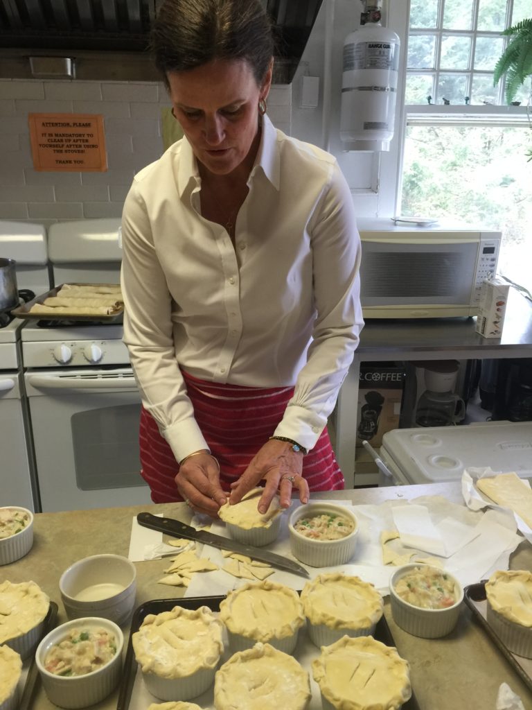 Ellen making chicken pot pies