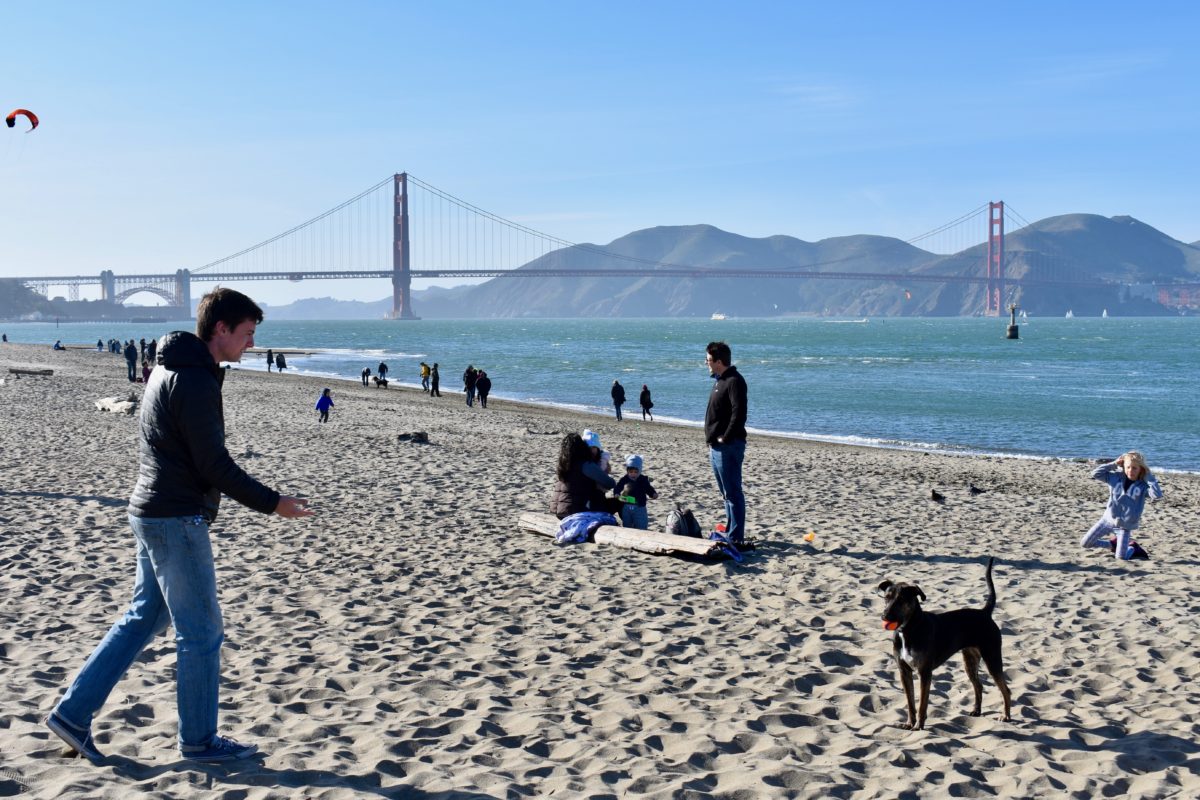 Chrissy Field and Golden Gate Bridge with Andrew and Jackson