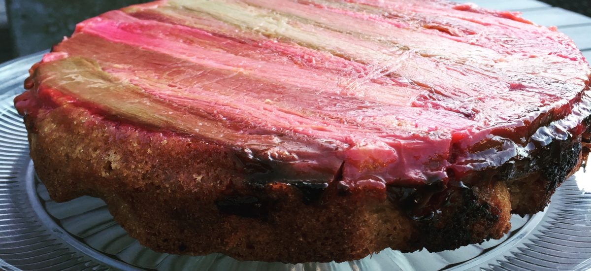 Pretty Pink Rhubarb Upside Down Cake