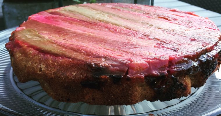 Pretty Pink Rhubarb Upside Down Cake