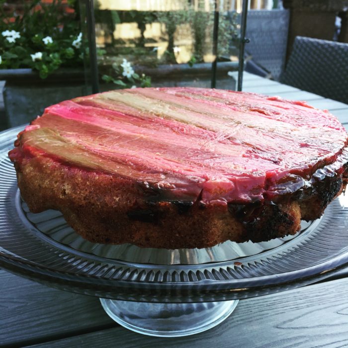 Pretty Pink Rhubarb Upside Down Cake