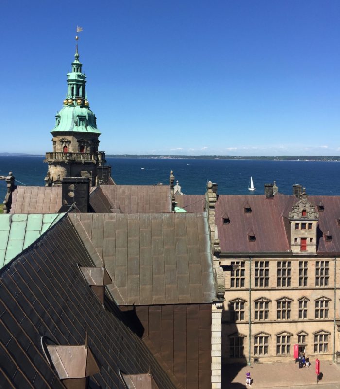 courtyard and views of Sweden at Kronborg