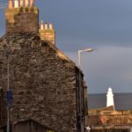 view down Duff Street in Macduff towards the harbour