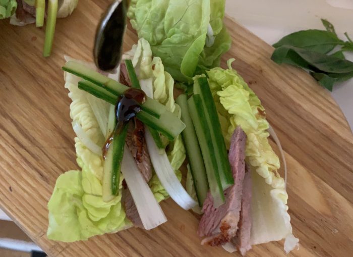 Peking Duck in Lettuce Cups