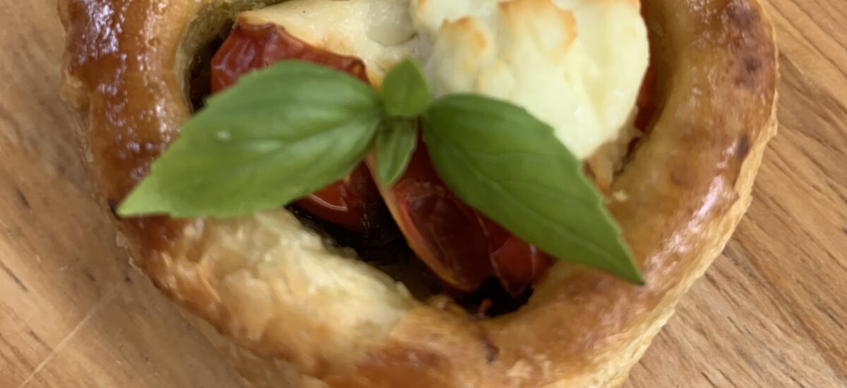 Pesto, Goat Cheese and Tomato Hearts